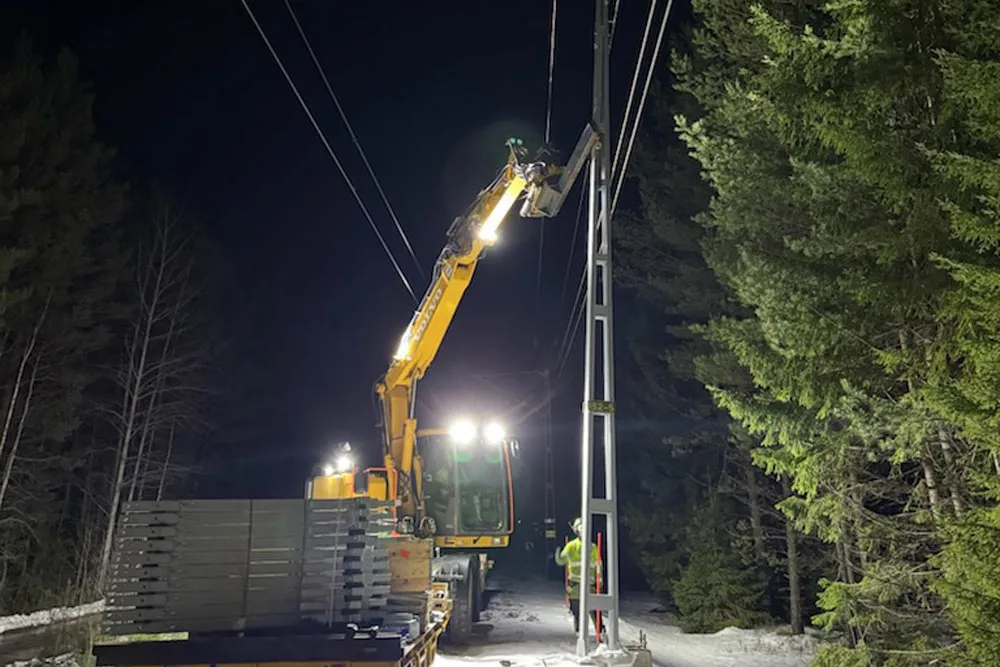 Sättning kontaktledningsstolpar